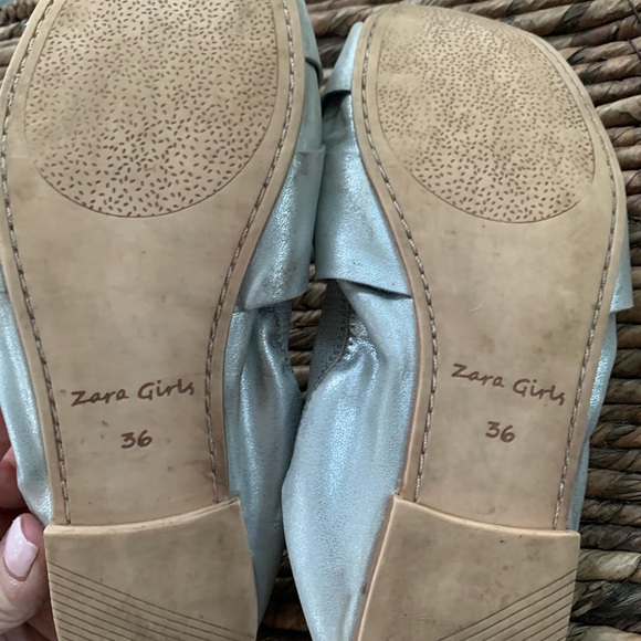 Zara Shoes Zara Girls Silver Ballet Flats Poshmark